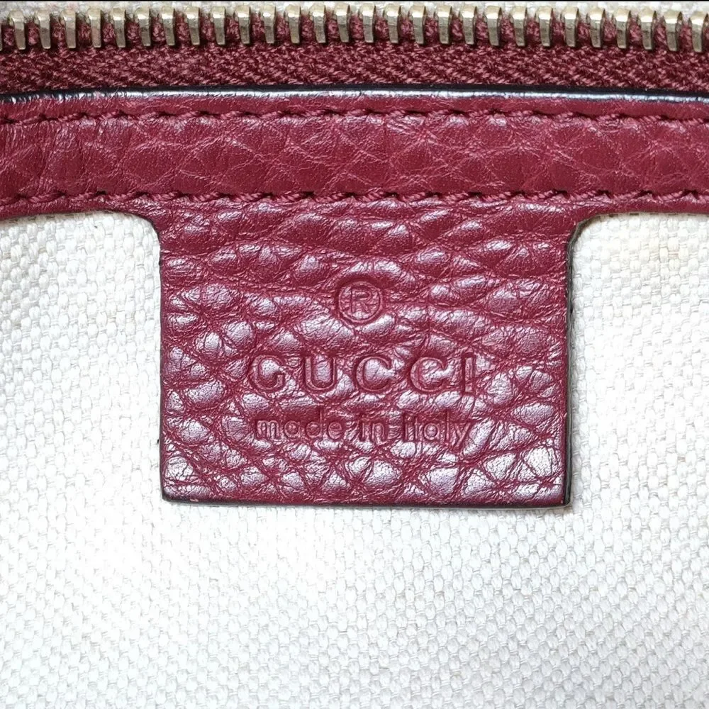 Gucci Vtg GG Beige Supreme Pink Red Web & Leather Joy Boston Tote Bag Auth Small